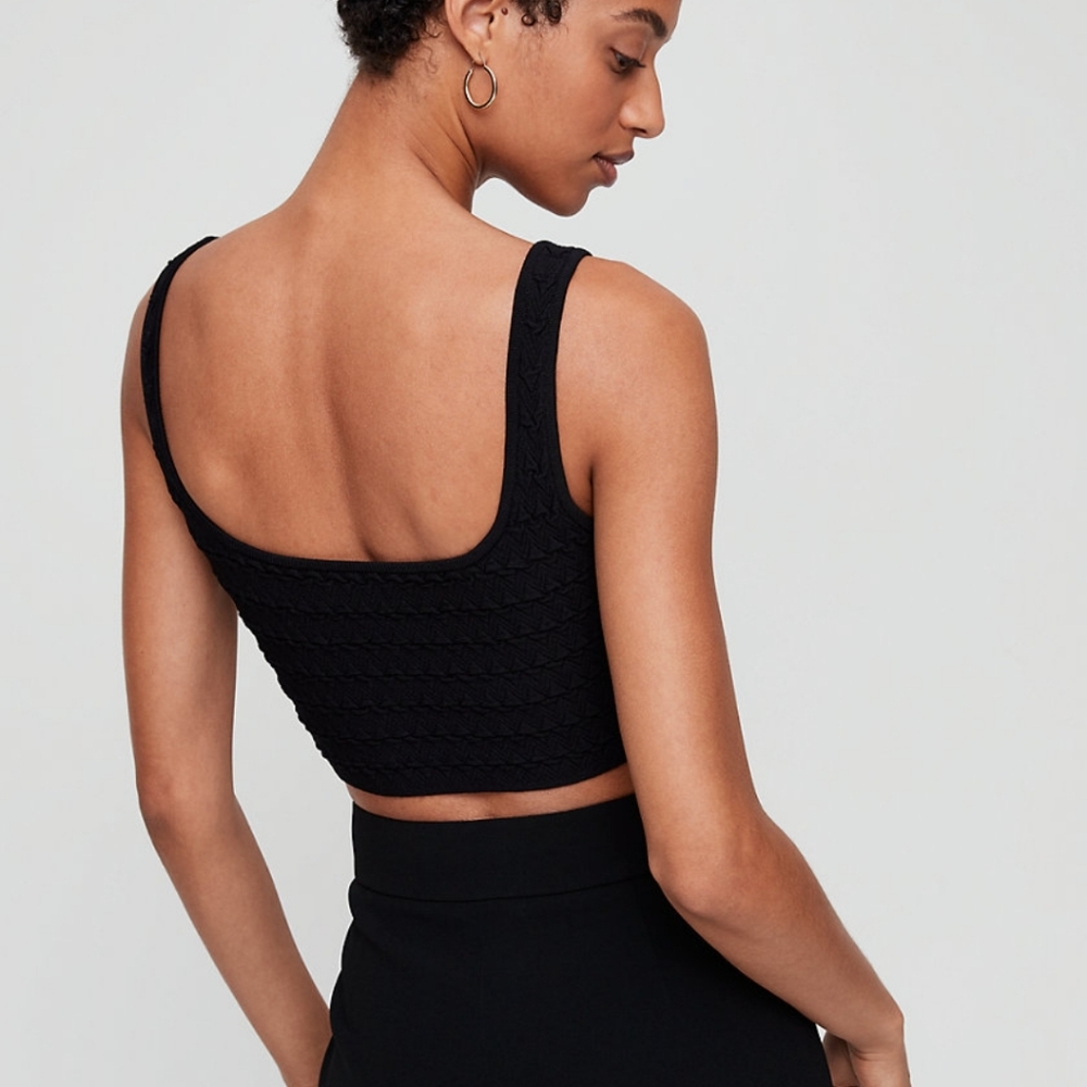 Textured Babaton Sculpt Knit Cropped Tank - Picture 6 of 11